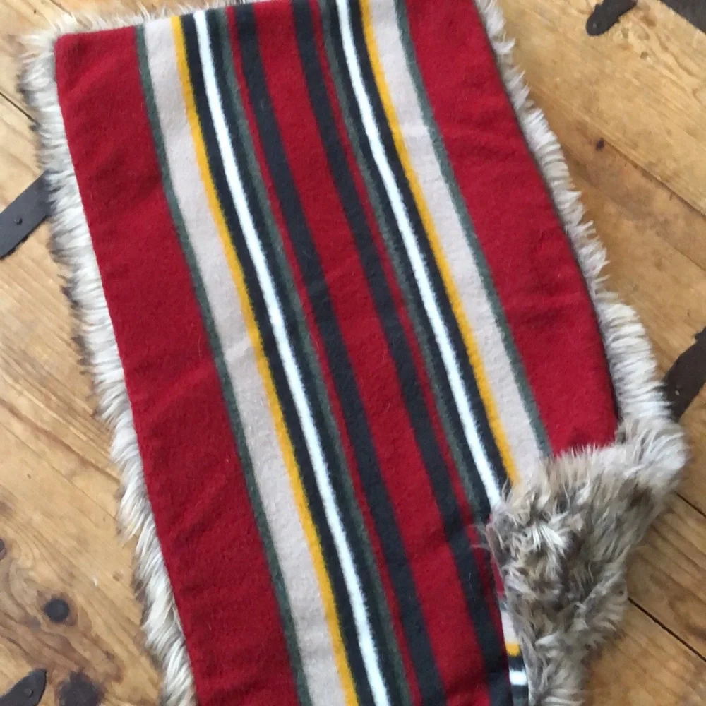 Pottery Barn X Pendleton Yakima Stripe Fur Pillow Cover wool blend
